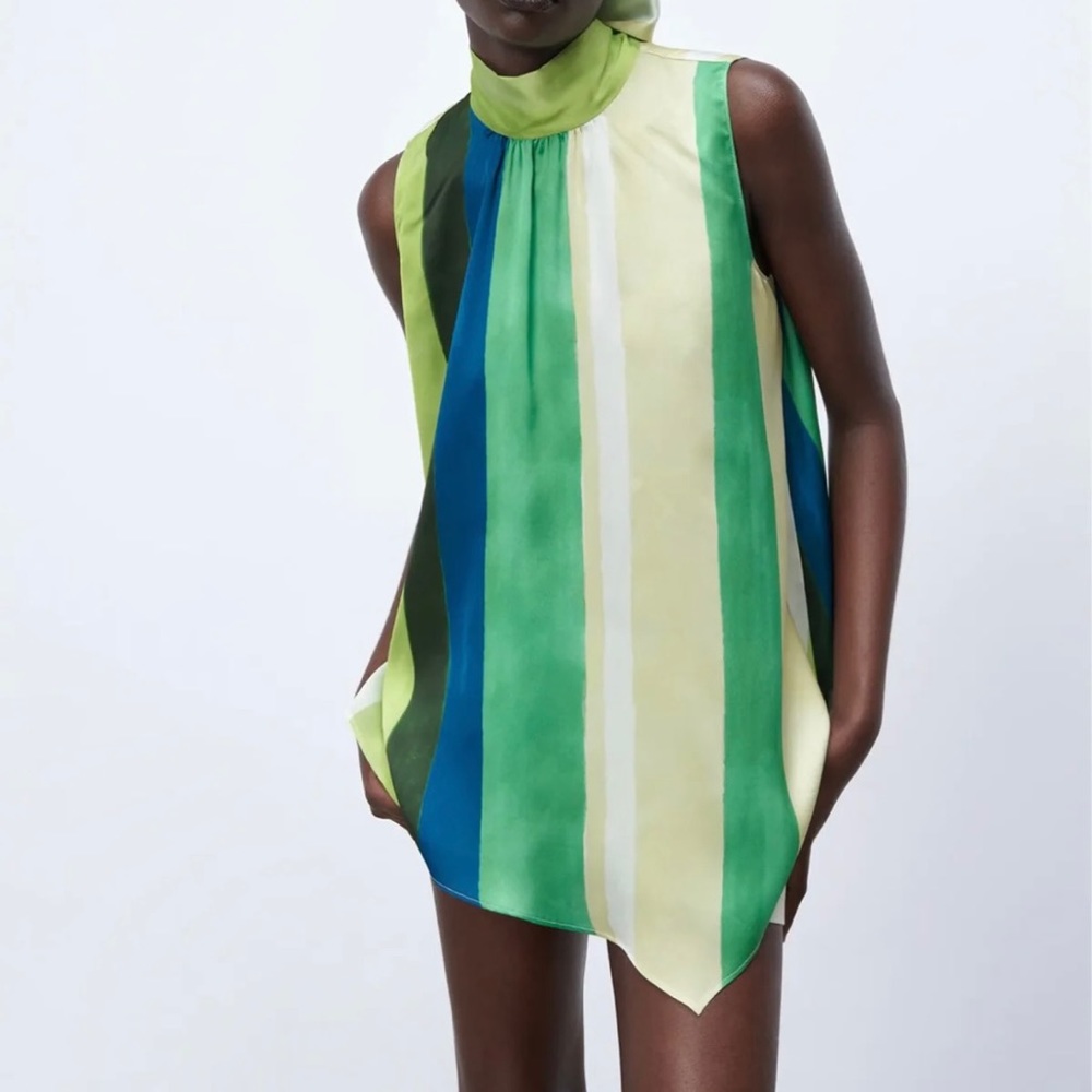 ZARA SATIN TOP WITH BOW
MULTICOLORED